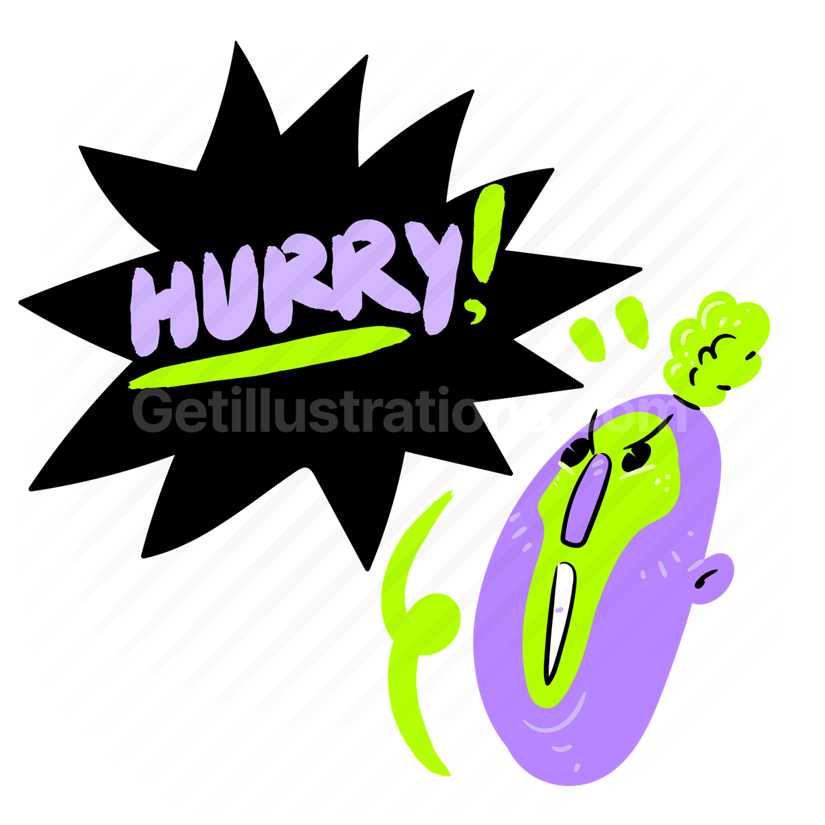 hurry, face, sticker, character, smiley, panic, deadline